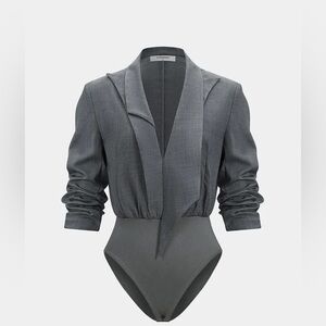Gray Blazer Bodysuit